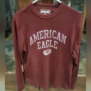 American Eagle Maroon Long Sleeve Shirt
